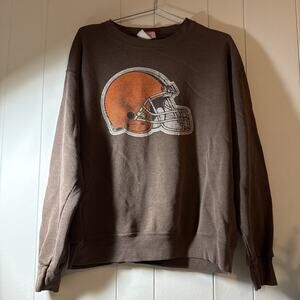 Vintage Cleveland Browns Sweatshirt Mens Brown NFL Football Crewneck KK